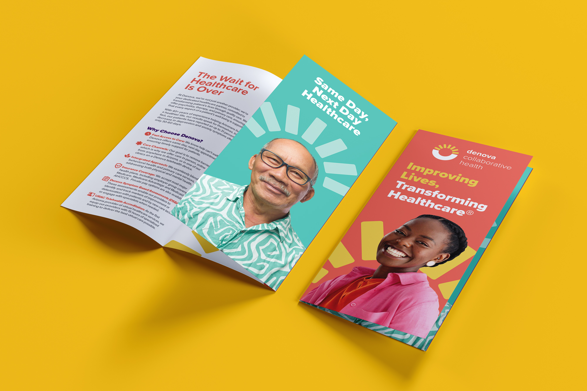 Denova trifold brochures for multiple service lines