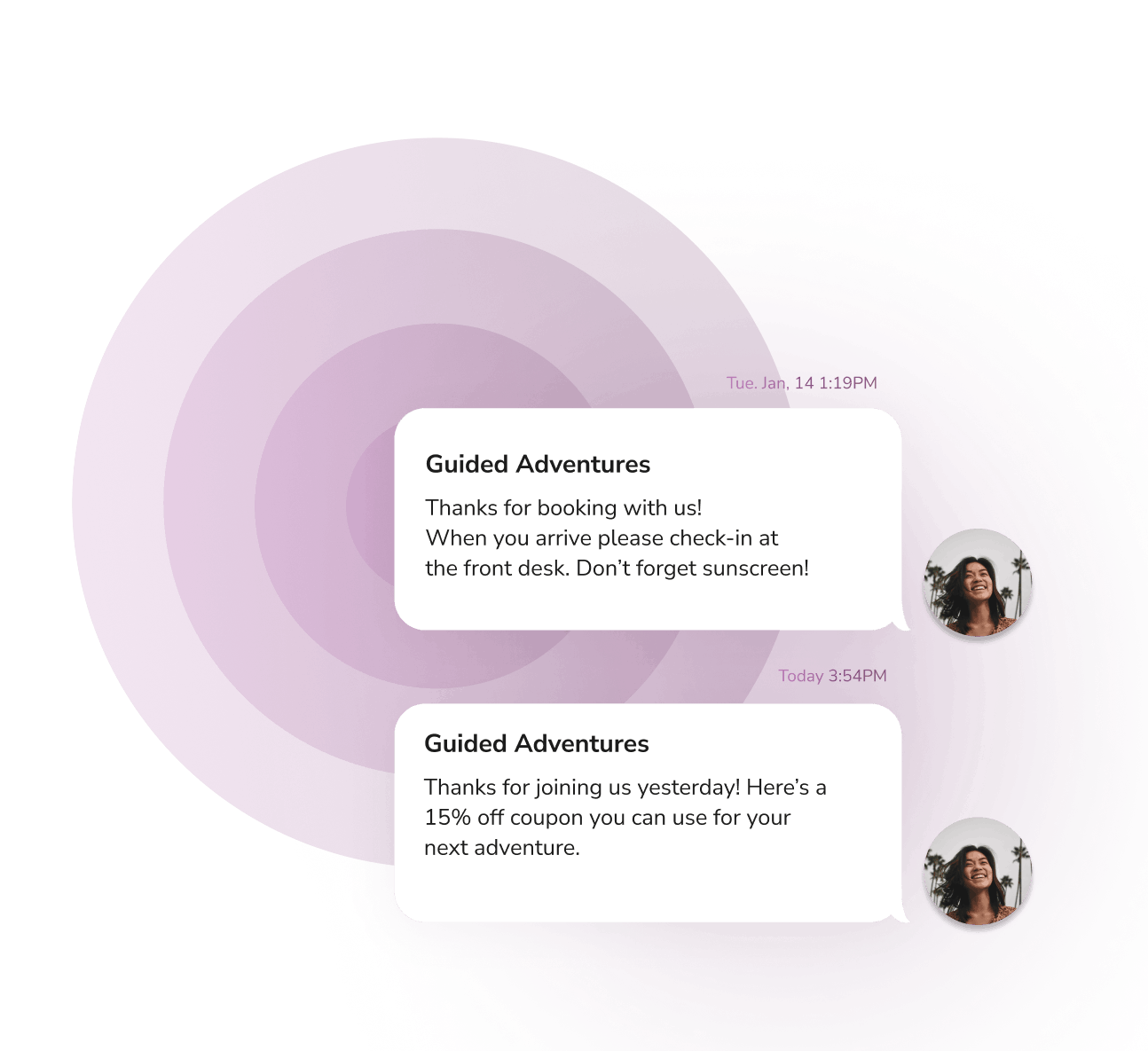 automated texting for experiences