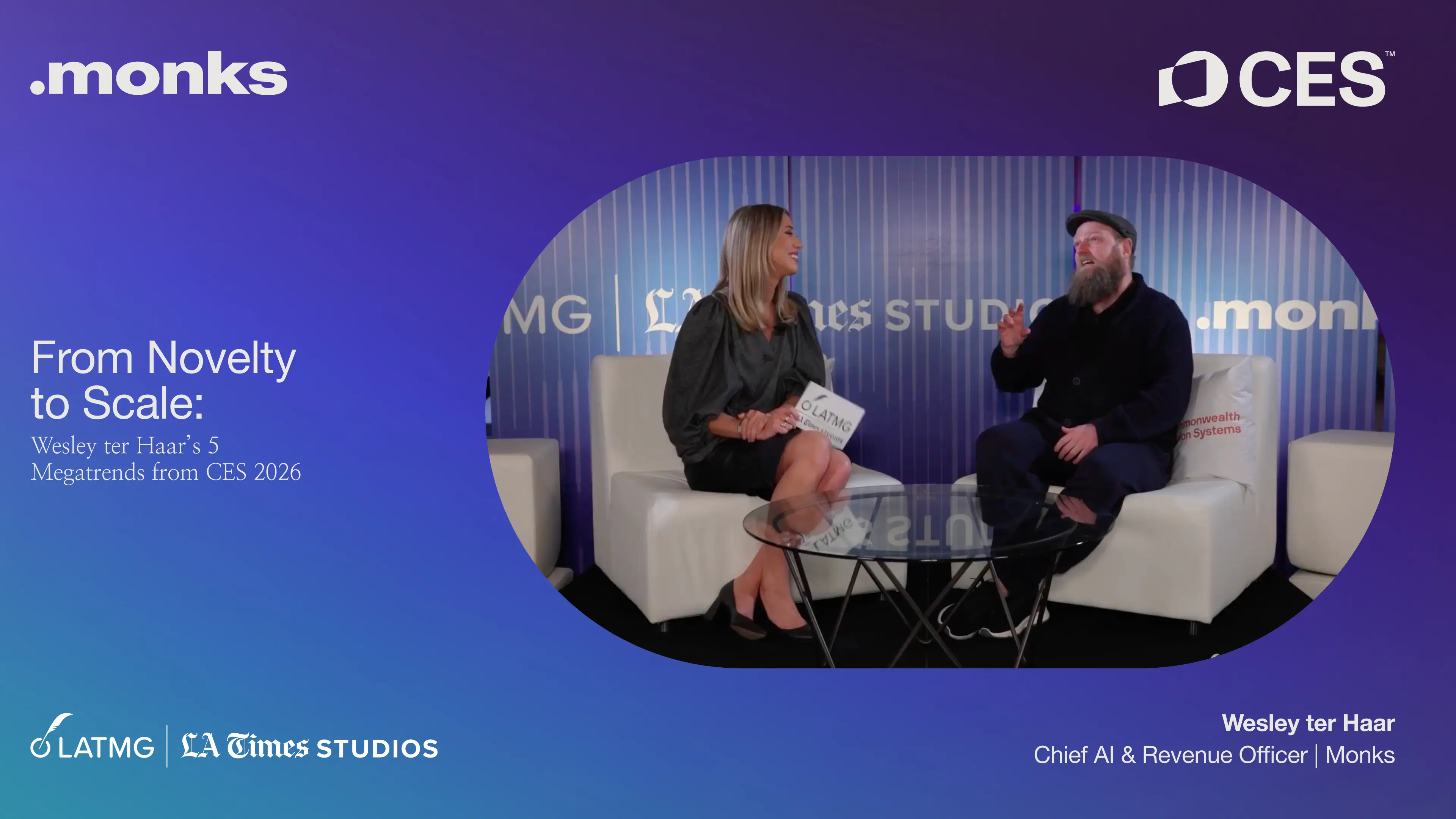 Wes ter Haar of Monks during the live interview with LA Times Studios at CES 2026.