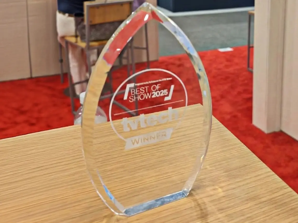 Best of Show 2025 Award from NAB 2025 that Monks won.