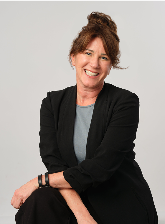 a woman smiling