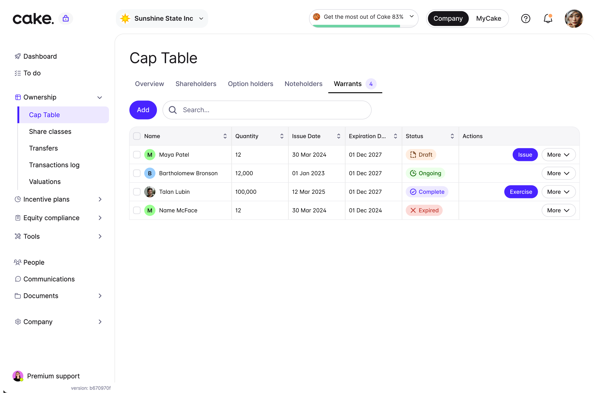 Dashboard mockup