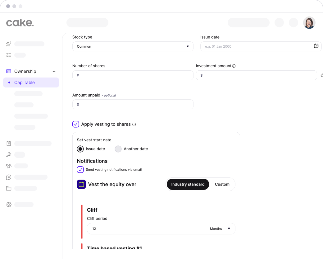 Dashboard mockup