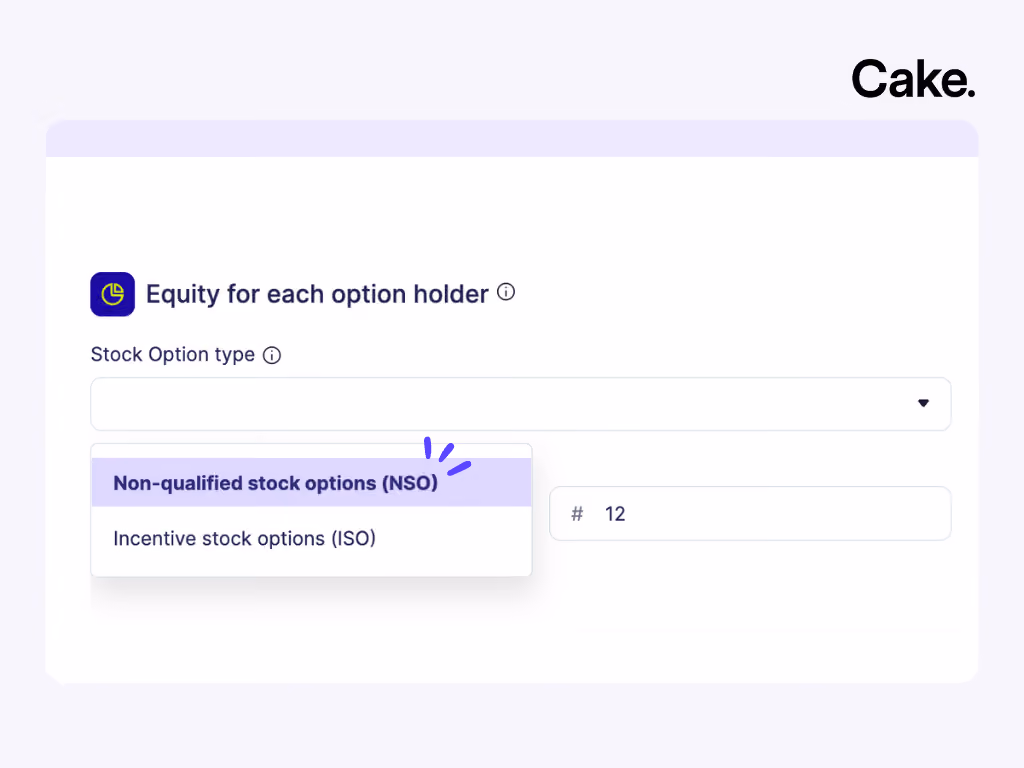 a stock option type dropdown option for non-qualified stock options and incentive stock options