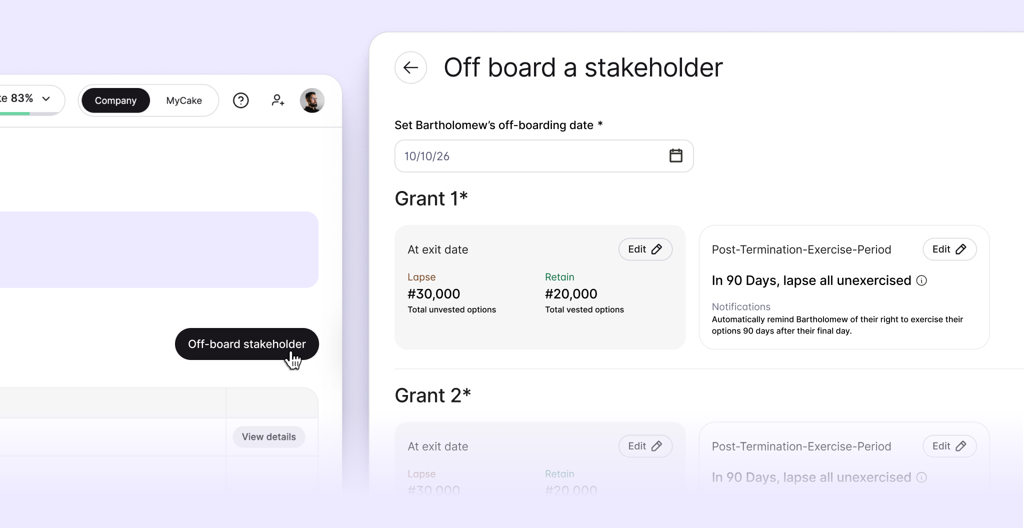 CakeEquity — equity management offboarding