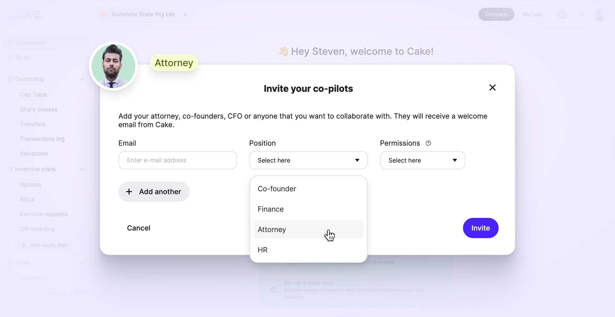 CakeEquity — onboard your attorneys and accountants to Cake