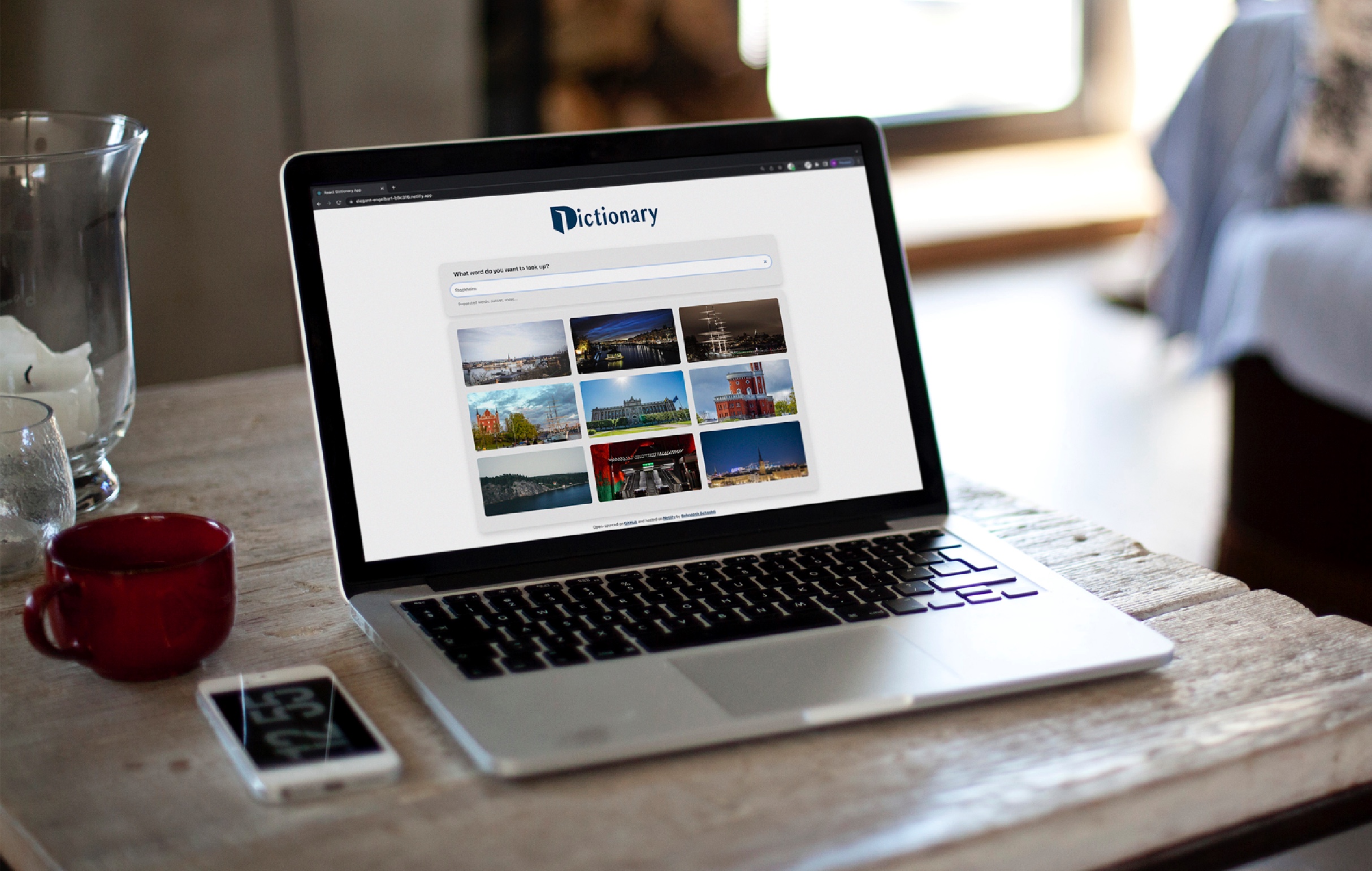 Dictionary app on a Macbook screen