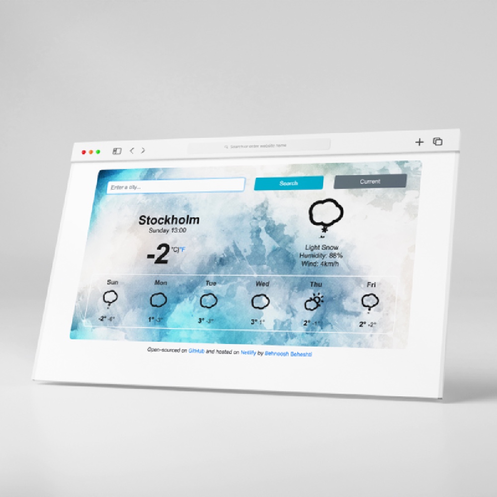 Weather app on a macbook screen