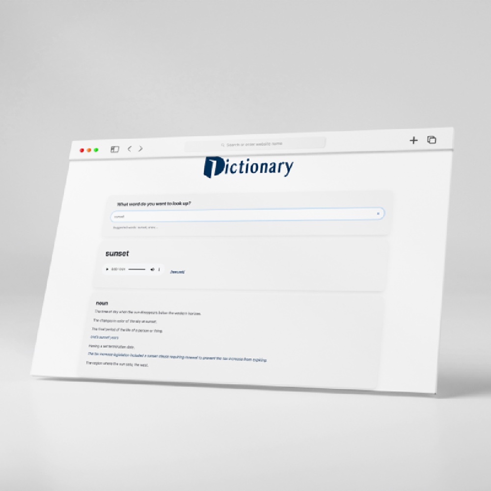 Dictionary app on a macbook screen