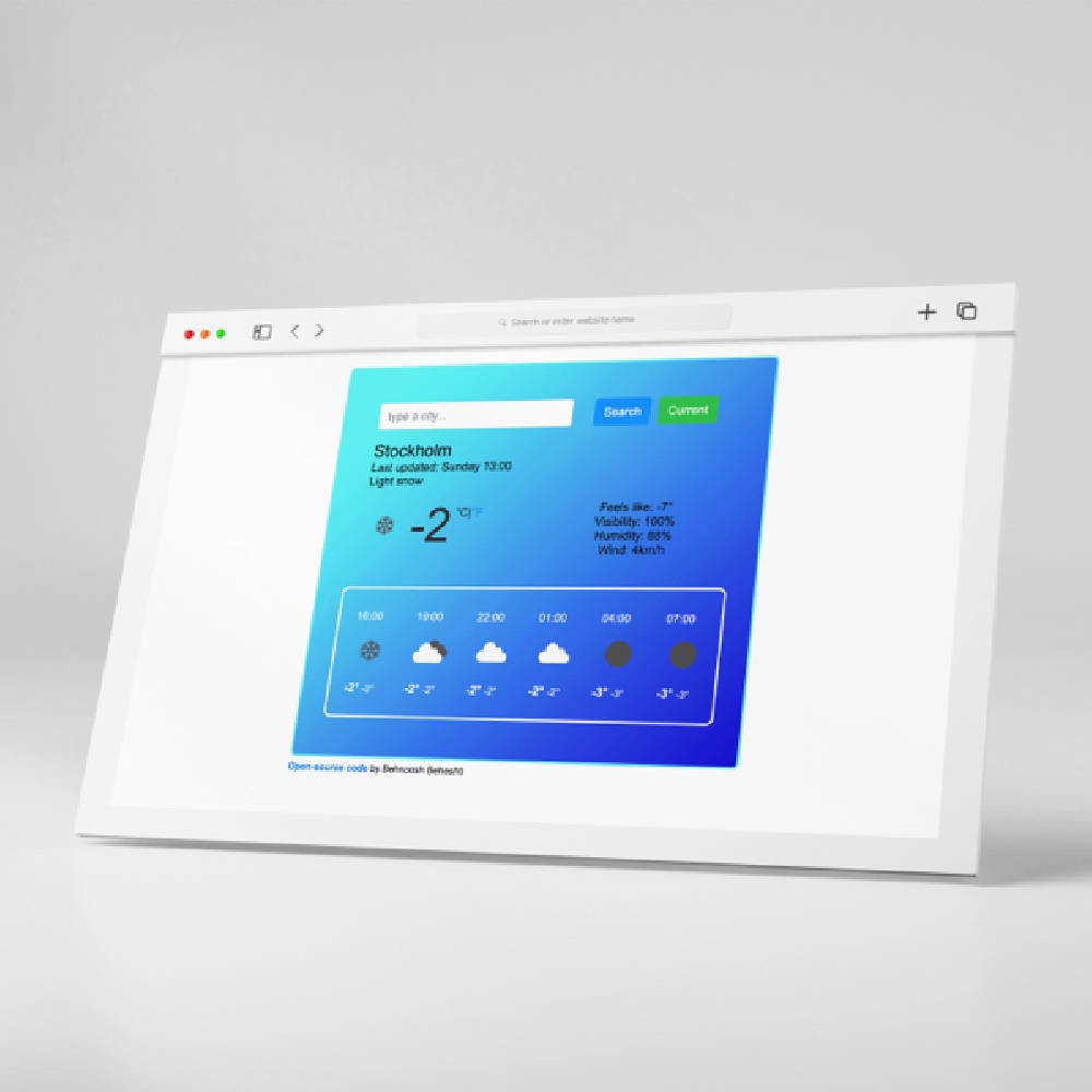 Weather app on a macbook screen