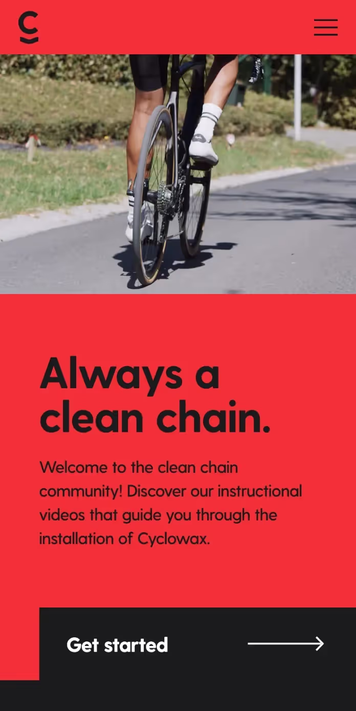 Screenshot of the Cyclowax website on a mobile phone.