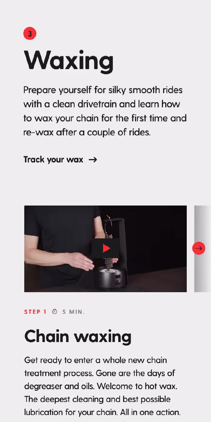 Screenshot of the Cyclowax website on a mobile phone.