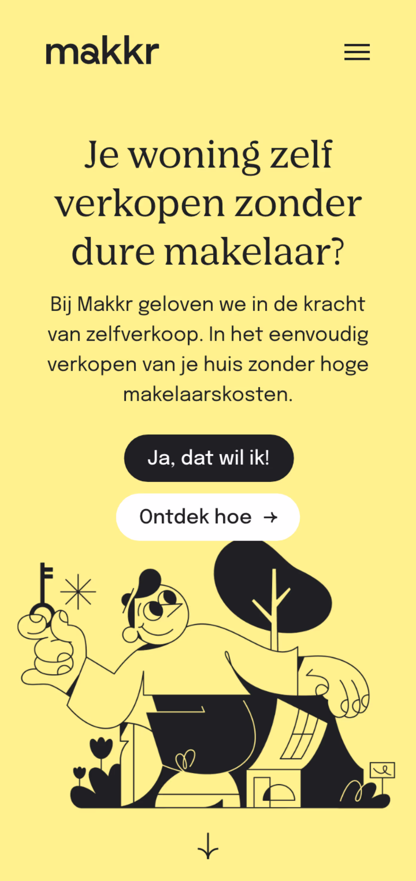 Een mobiele weergave van de Makkr website.
