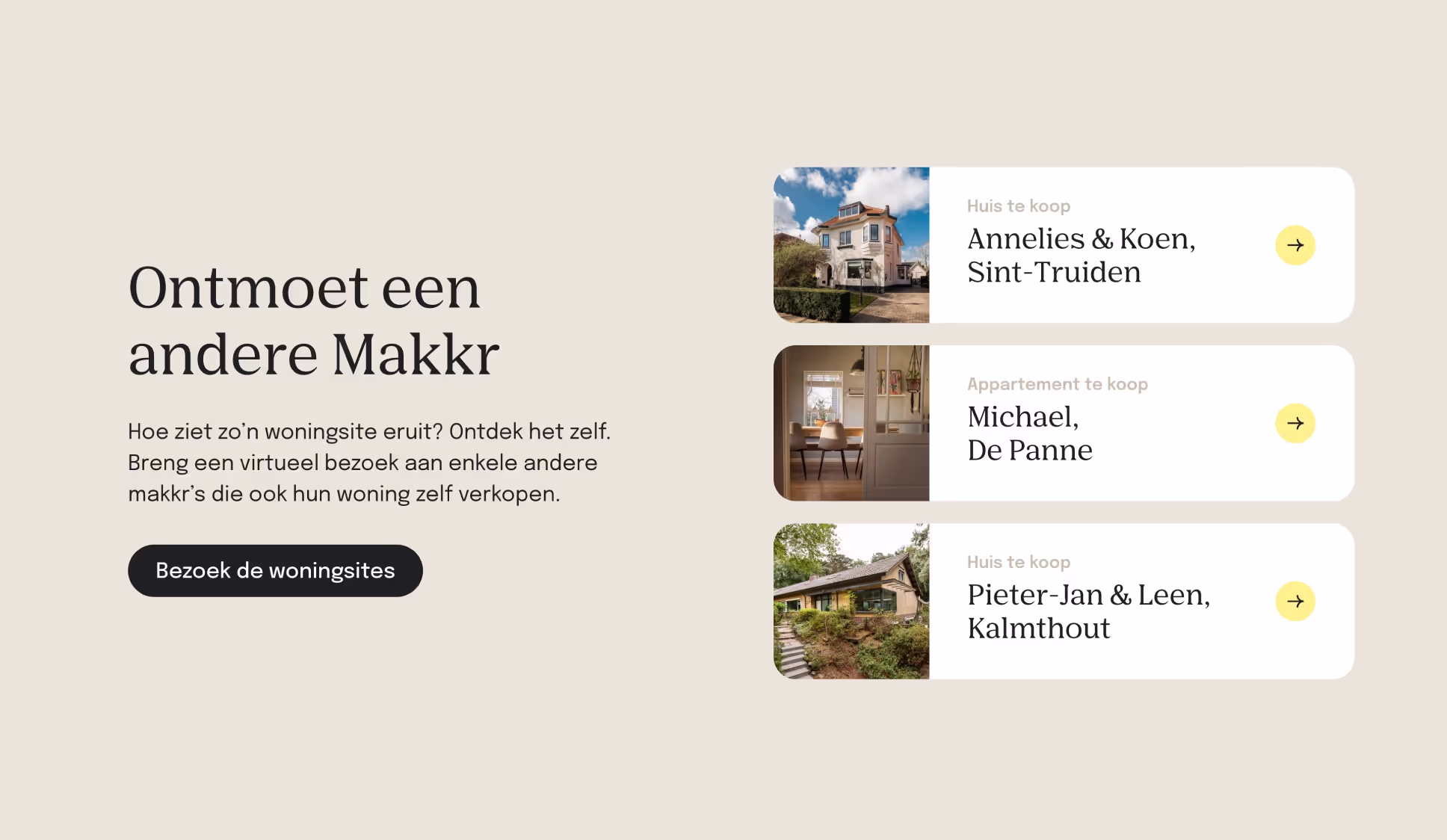 Een schermafbeelding uit de website van Makkr.
