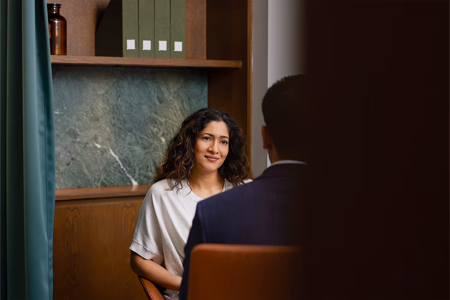 A woman in an office