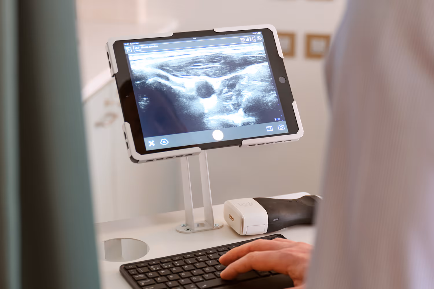 A person operating an i-pad