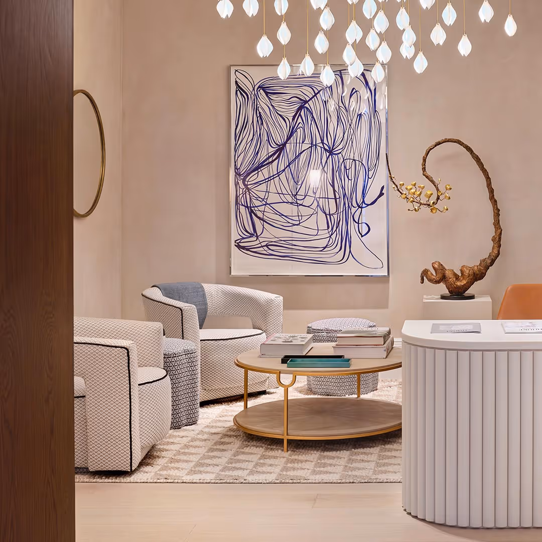 An abstract painting in a room