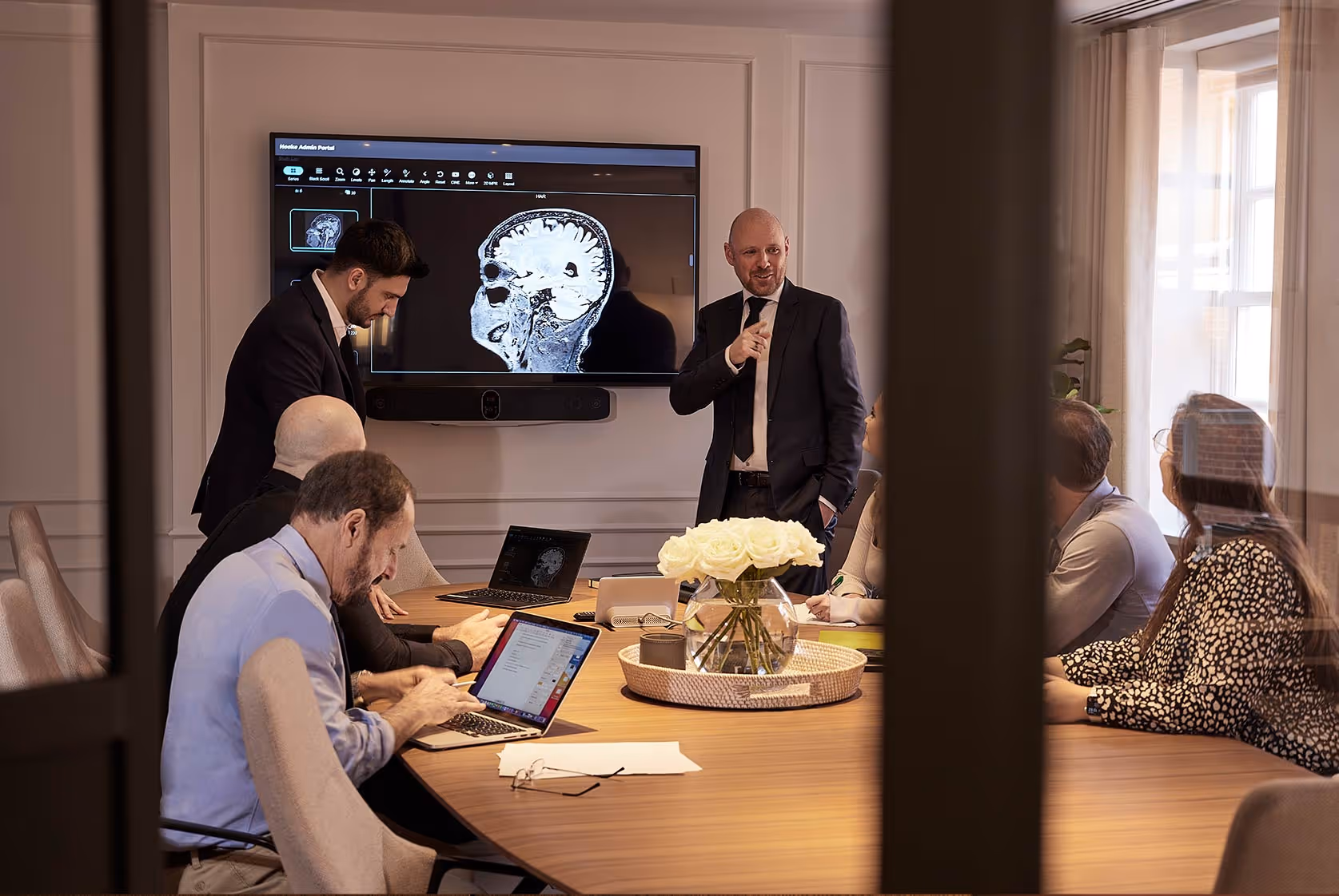 A meeting in an office