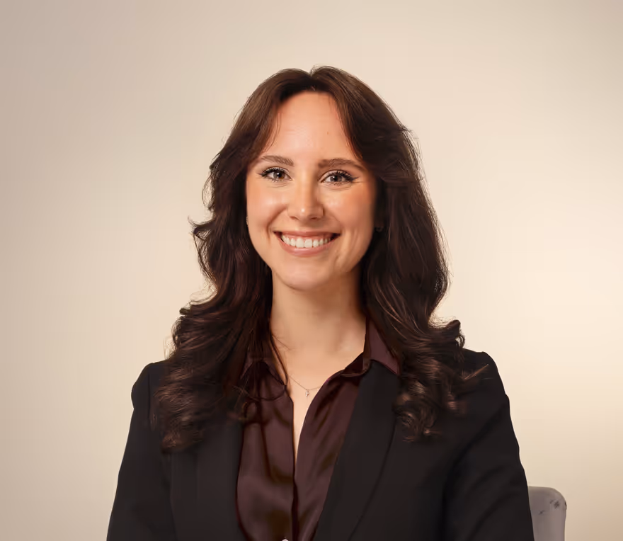 A woman smiling