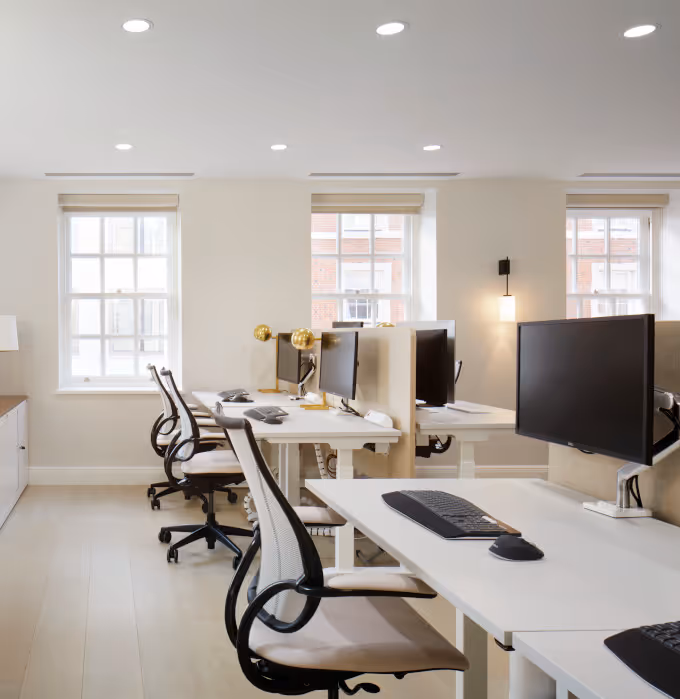 An office with big windows