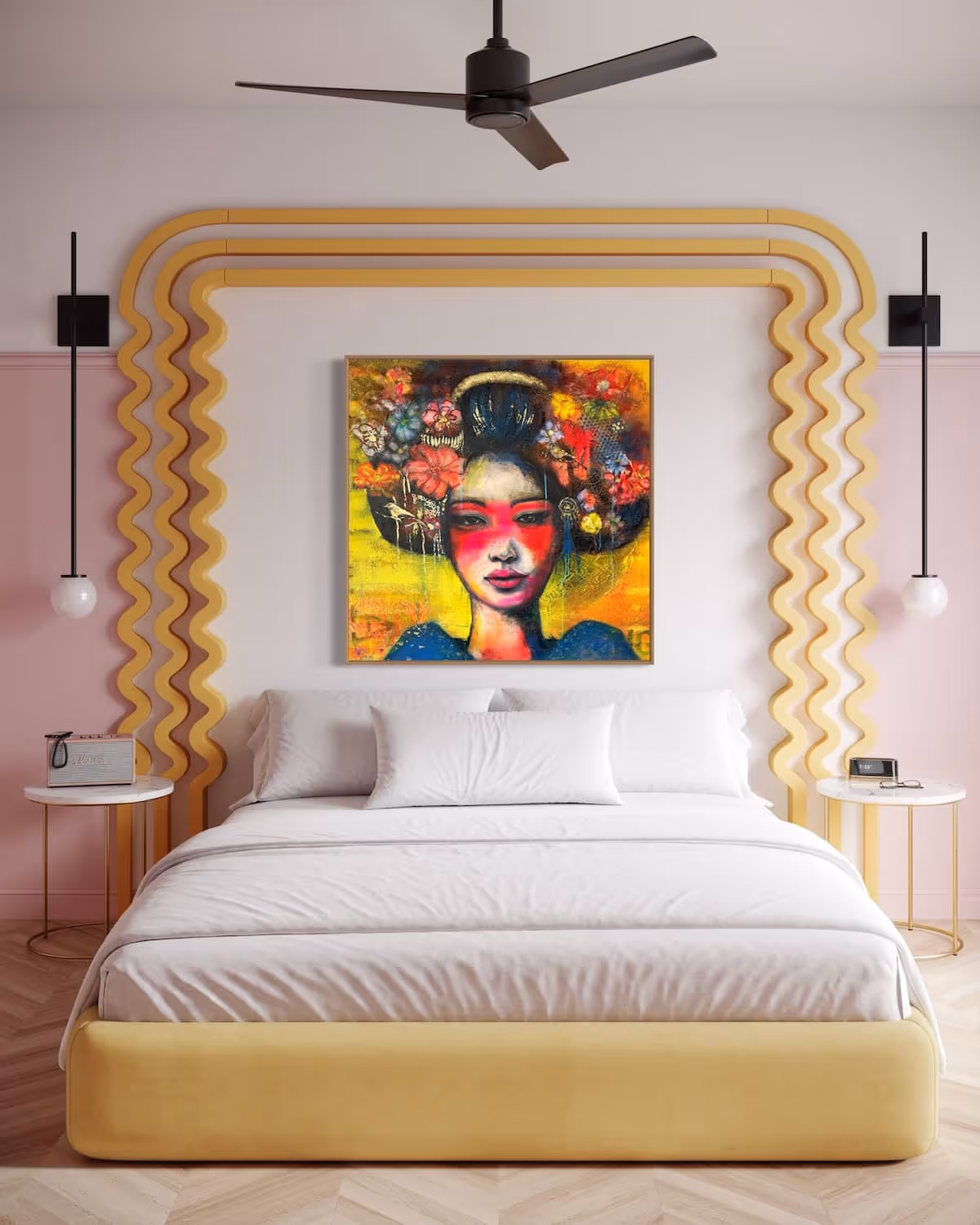 Portret of a Geisha Yellow FLower- ORIGINAL - available in prints