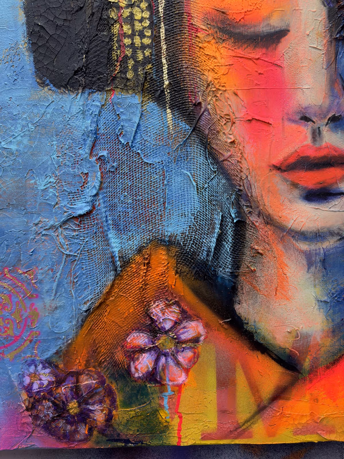 Portret of a Geisha Pink Blue - ORIGINAL - availabe in prints