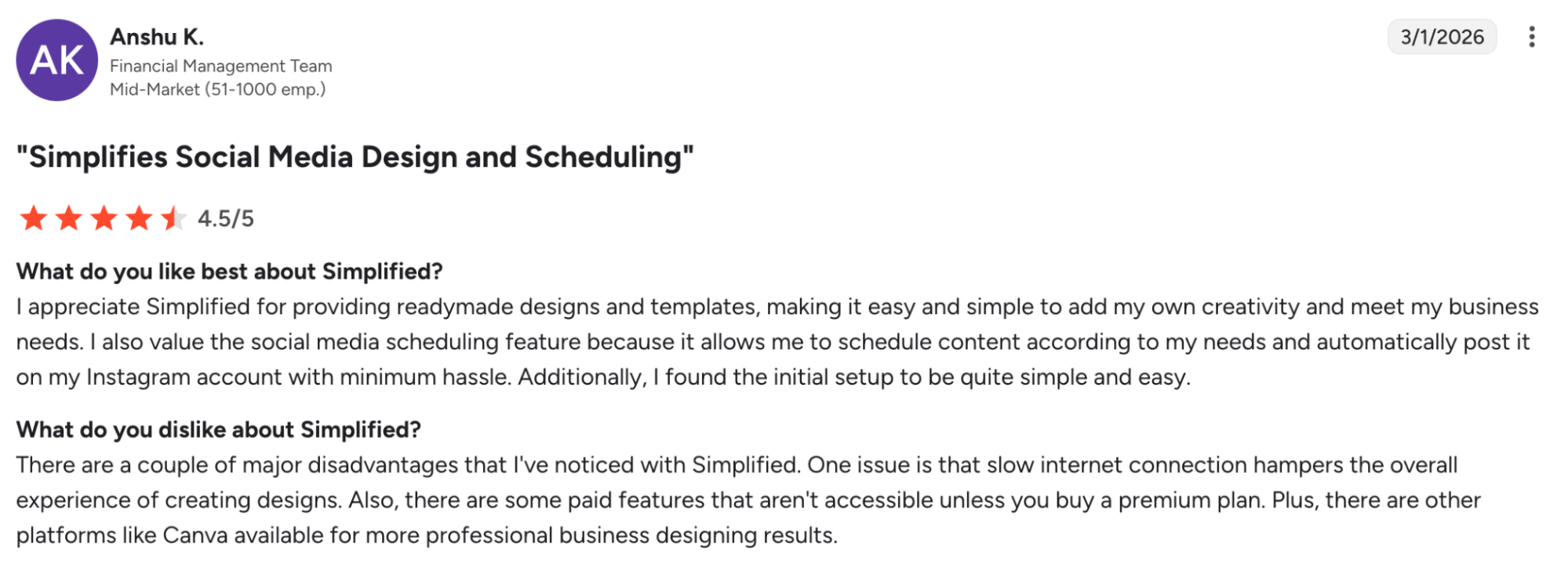 Simplified feedback image