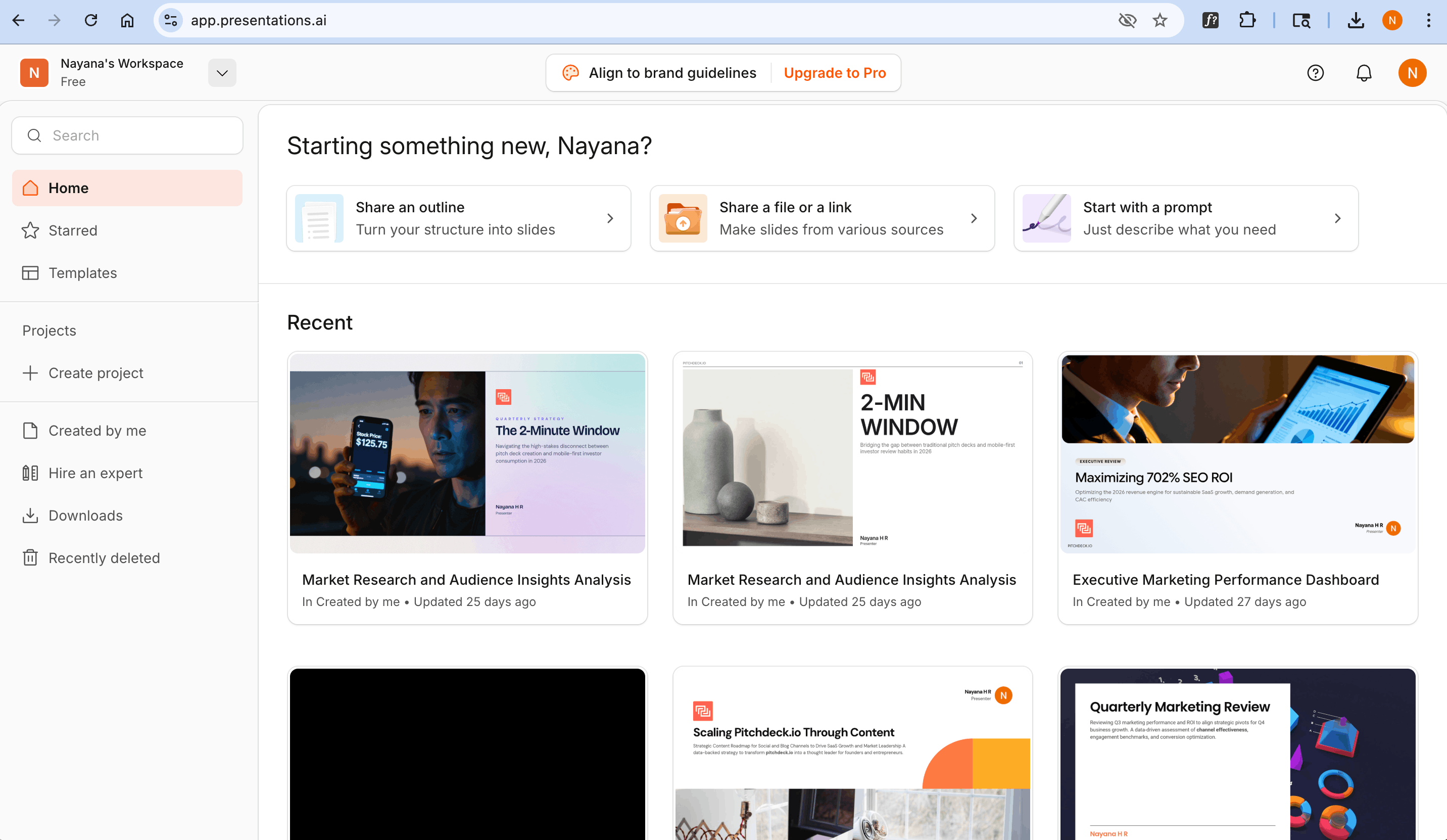 Presentations.AI dashboard image