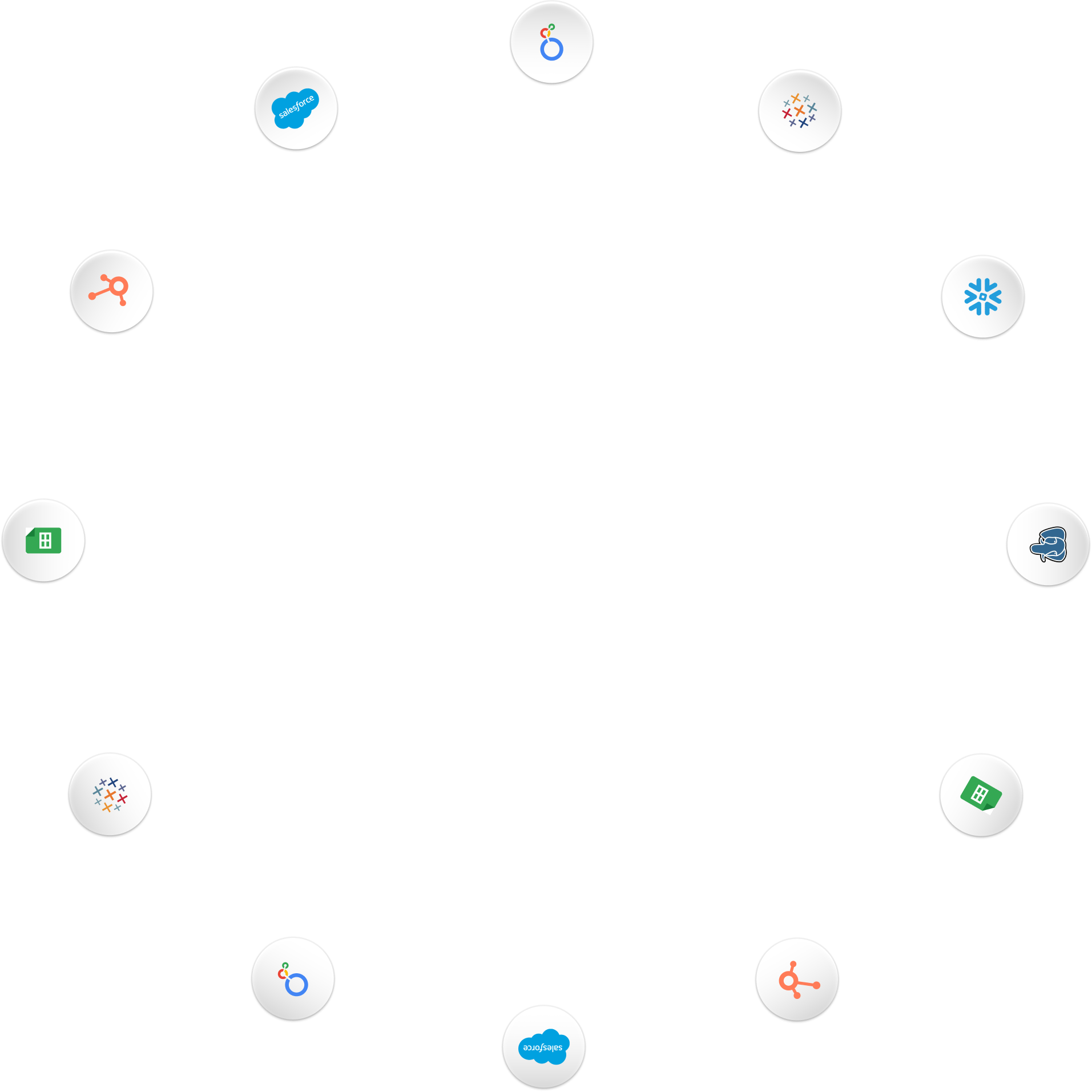 Presentations.AI integrations ecosystem with Notion, Google Sheets, Zapier, Slack, and more