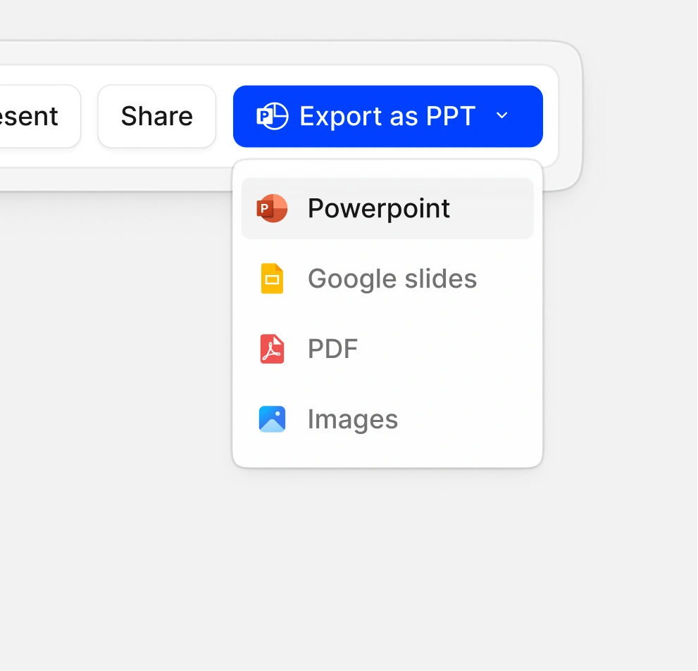 Edit, export to PowerPoint, or share a link