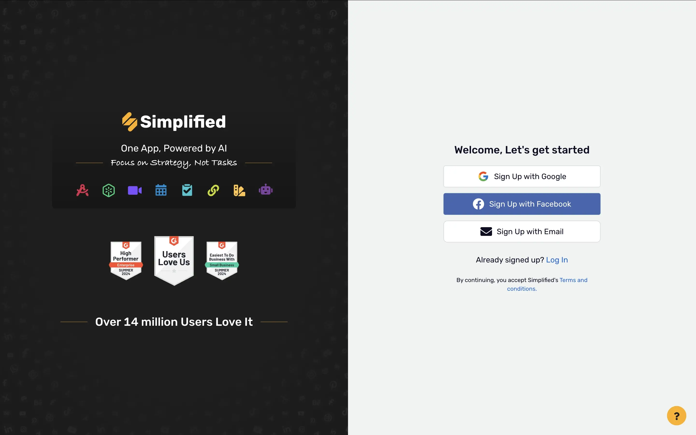 Simplified sign-up step screenshot
