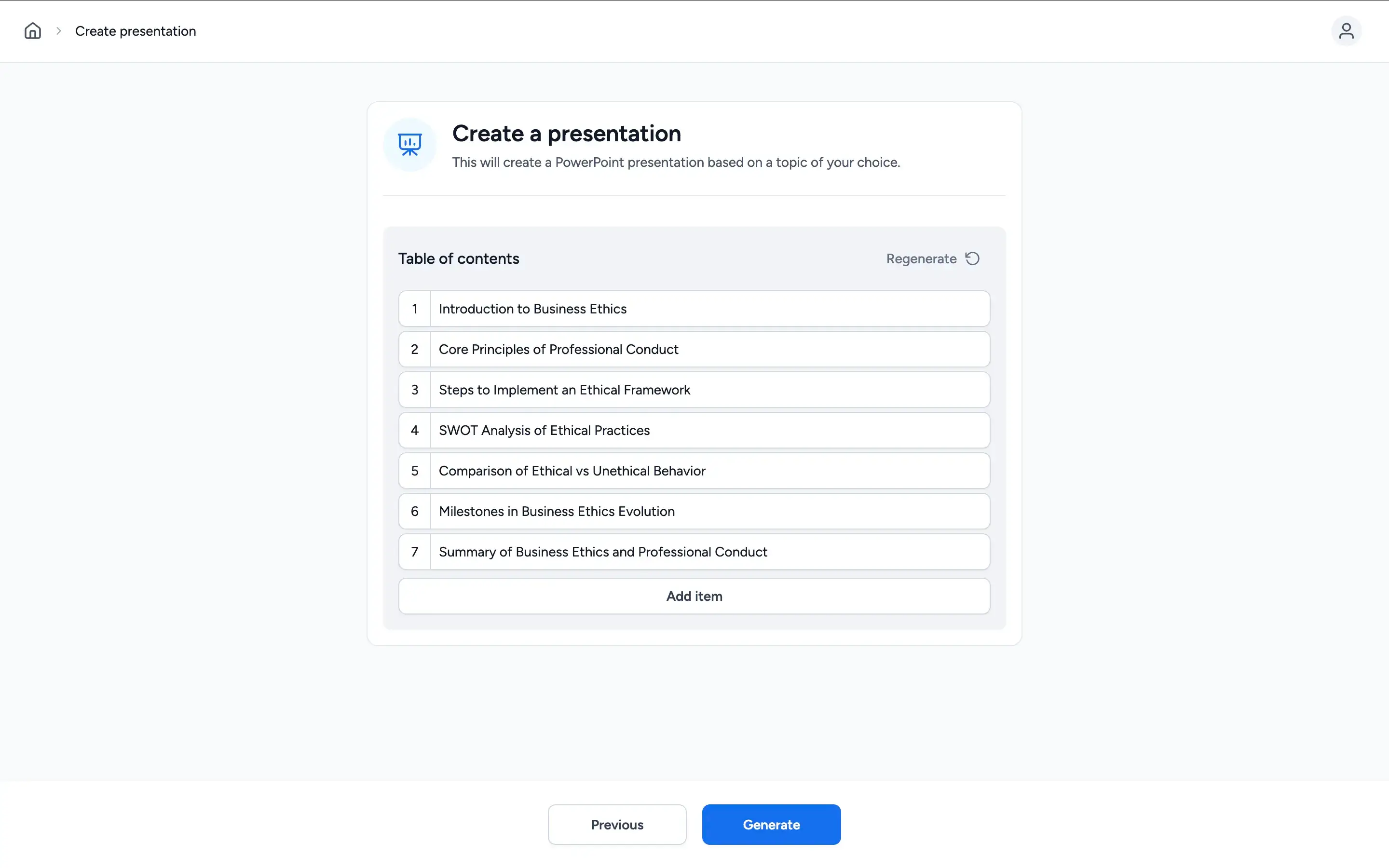 SlideSpeak Step 2: AI generation