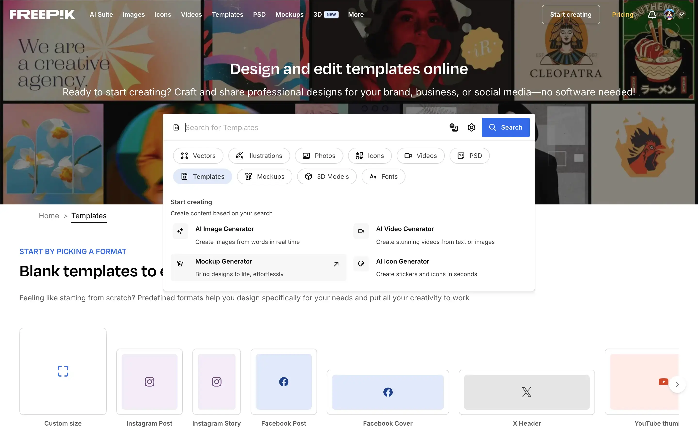 WePik browse templates step screenshot