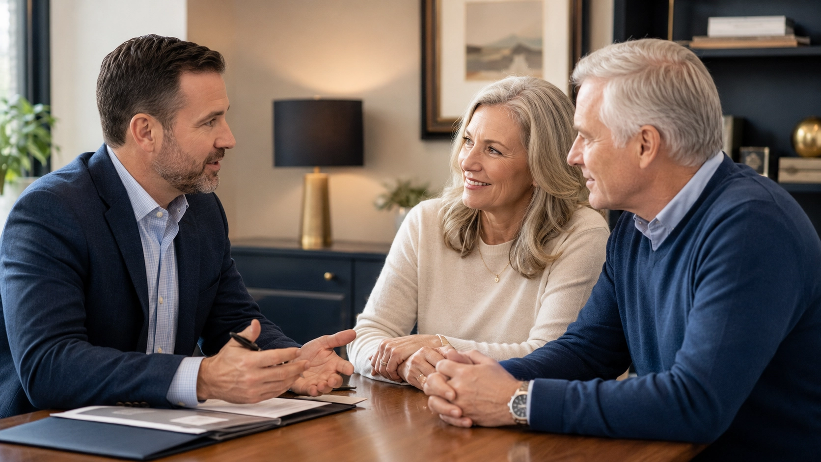 Insurance advisor meeting with clients