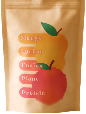 Mango Lychee Fusion Plant Protein Concept