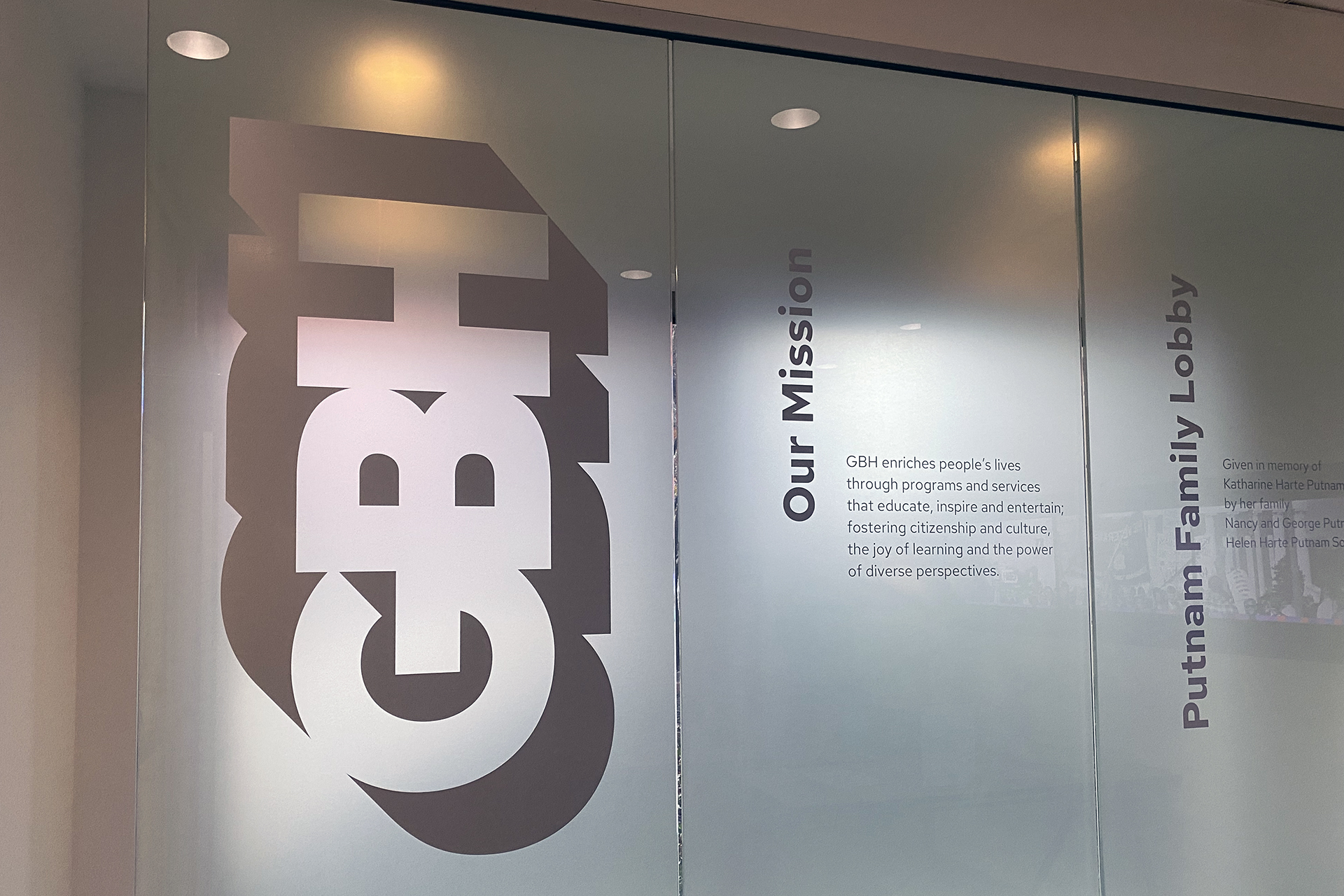 Ten Guest Street glass donor wall