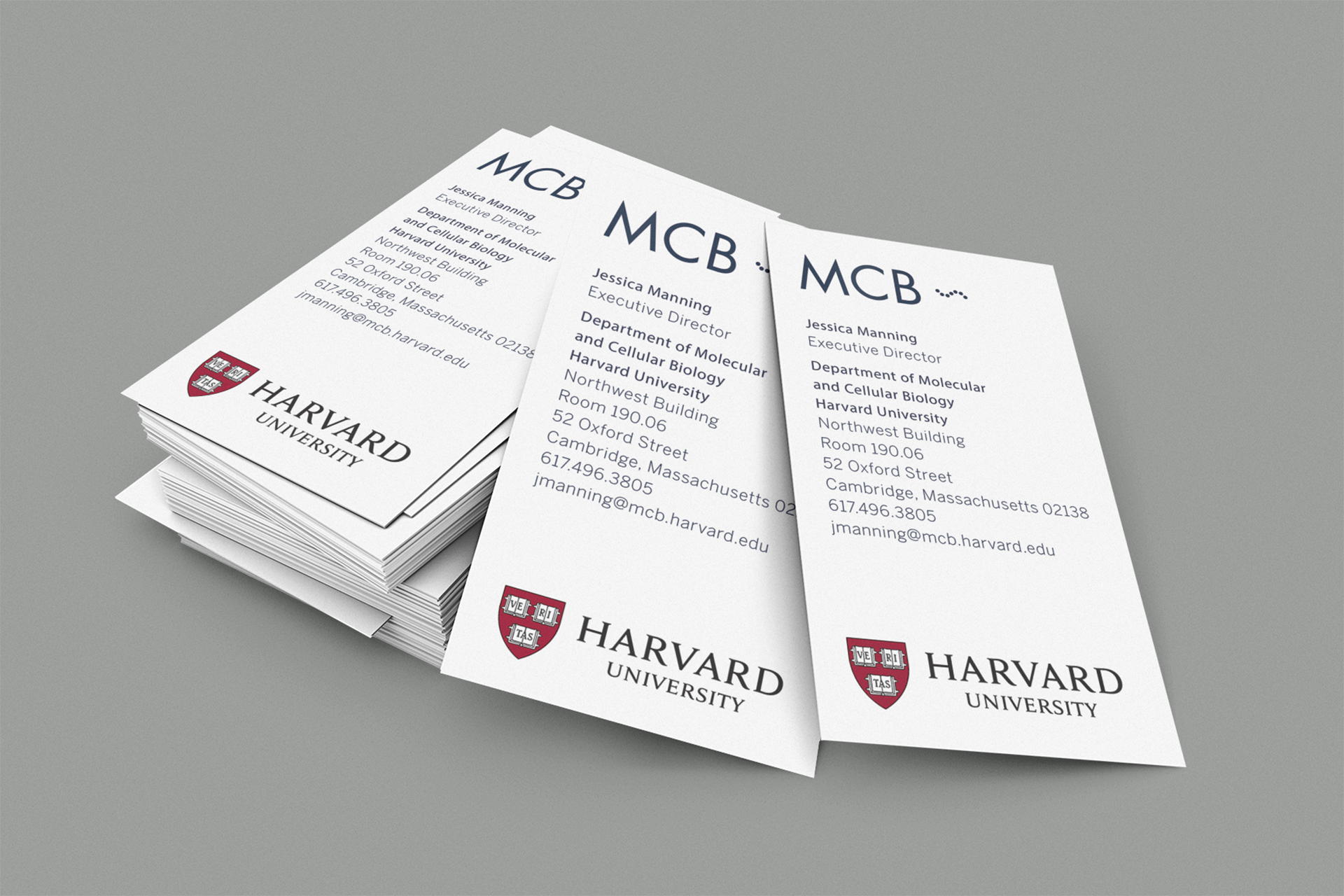 stack of MCB business cards