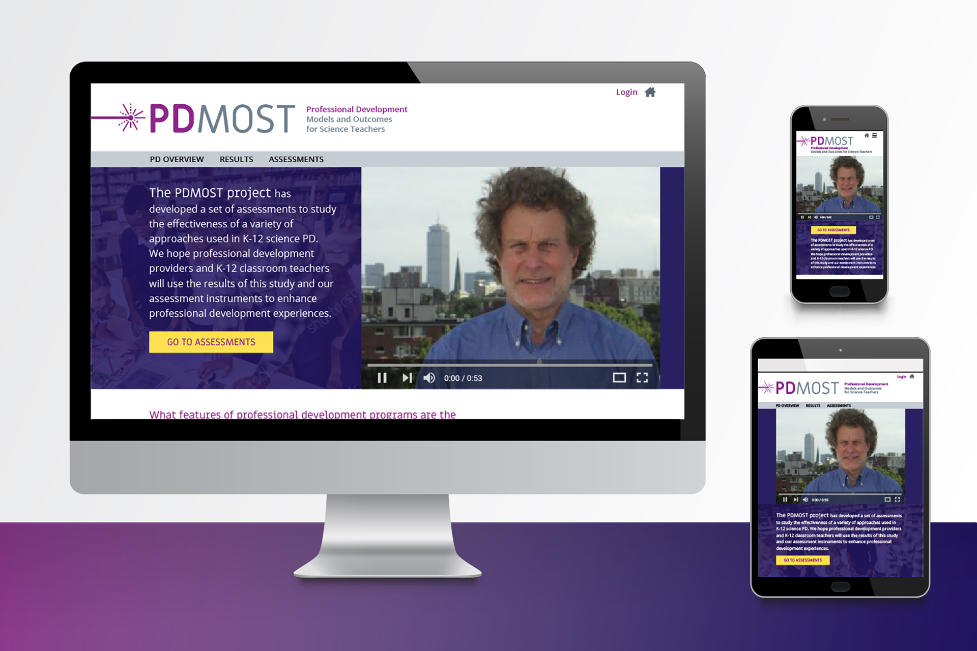 PDMOST homepage as viewed on a desktop, tablet, and mobile device