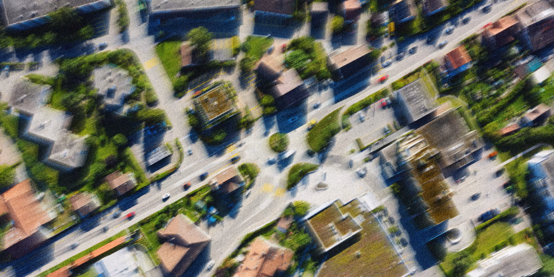 Aerial view of a neighbourhood. Data-driven digital strategy case study for Teranet.
