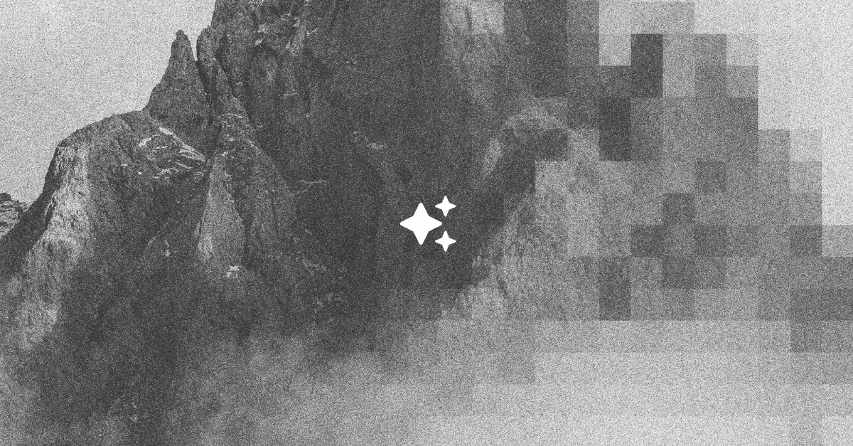 Abstract grayscale landscape transitioning into pixelated blocks, representing the shift from traditional web design to AI-driven digital systems.