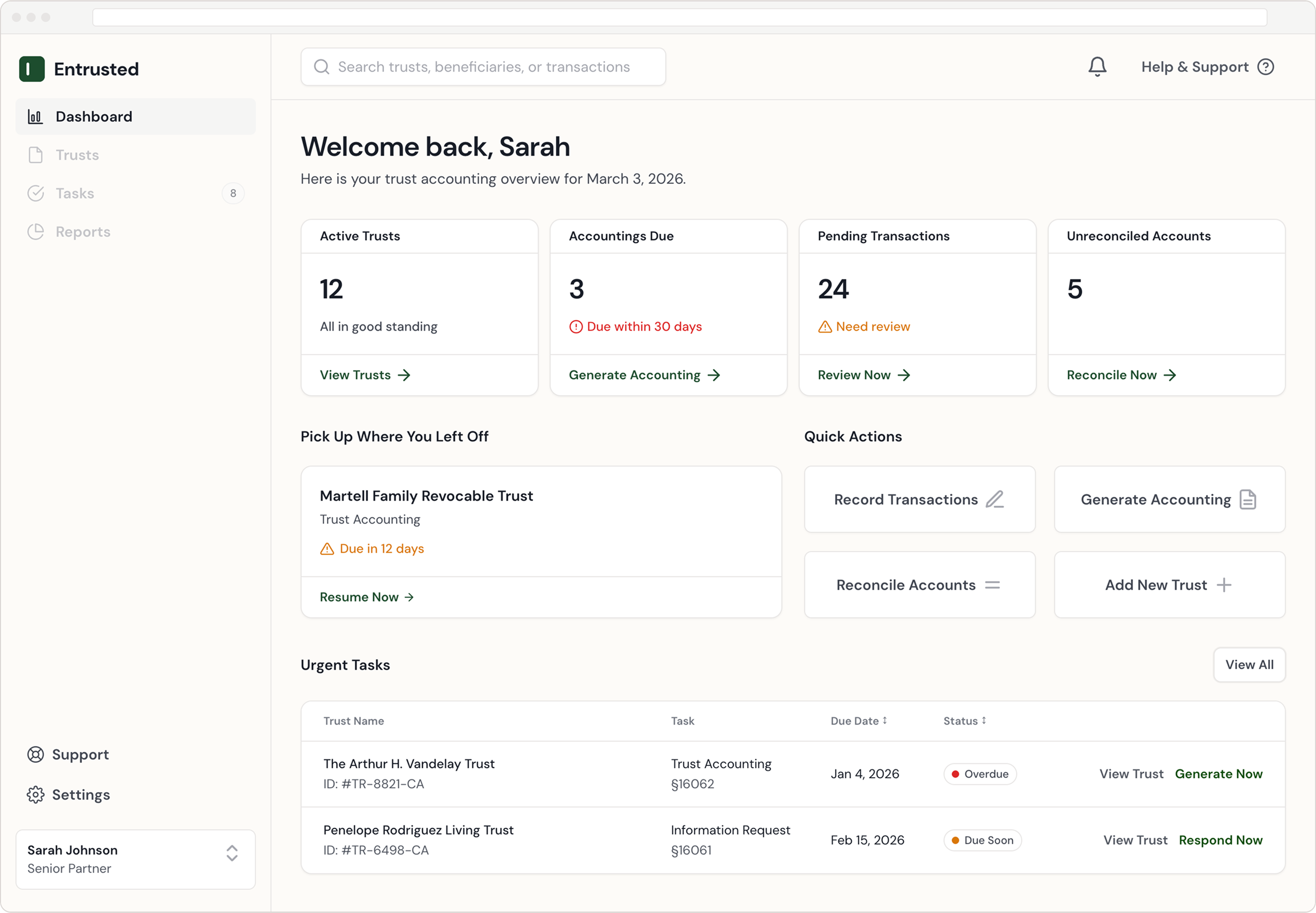 mockup of trust accounting software dashboard