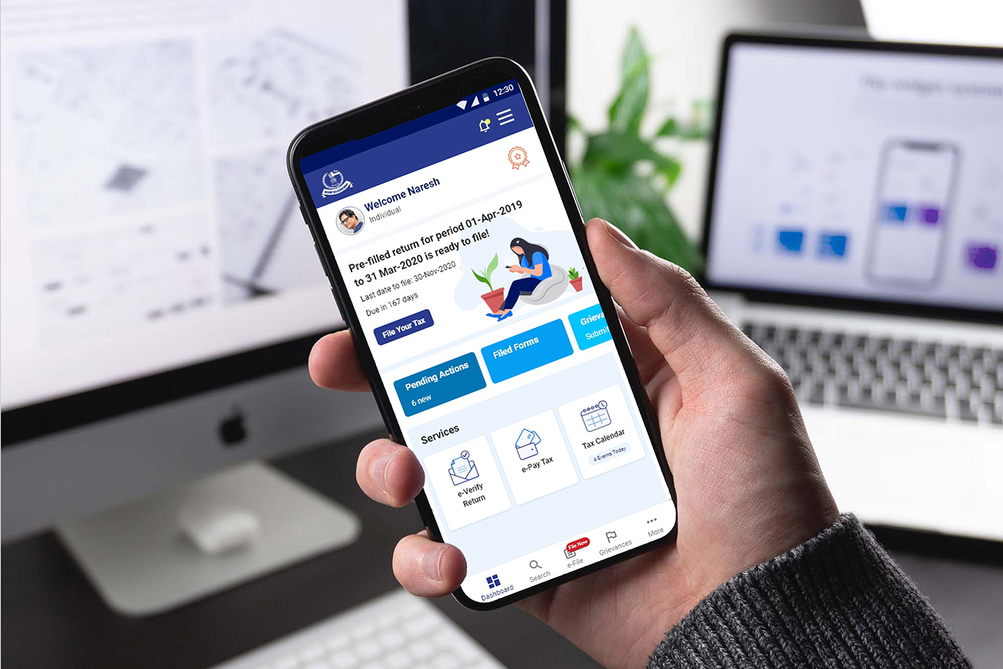 A mobile phone with a mobile version of our digital income tax solution