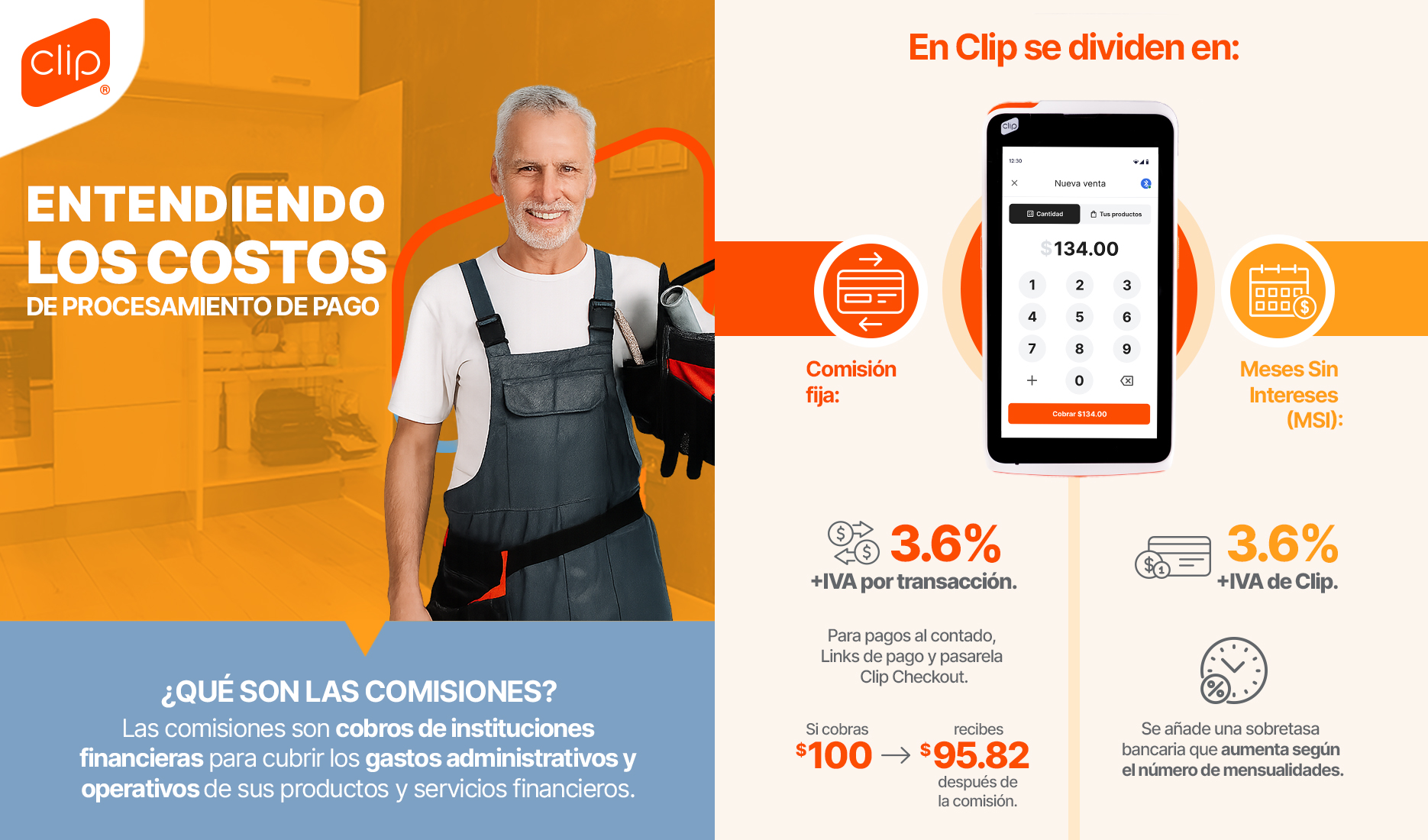 Hombre feliz por entender los costos de procesamiento de pago