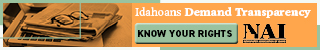 Advertisement for the Newspaper Association of Idaho linking to idahopublicnotices.com