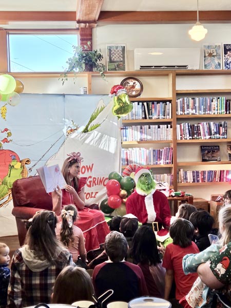 The Grinch interrupts story time at the Council Valley Free Library.Photo credit: Council Valley Free Library