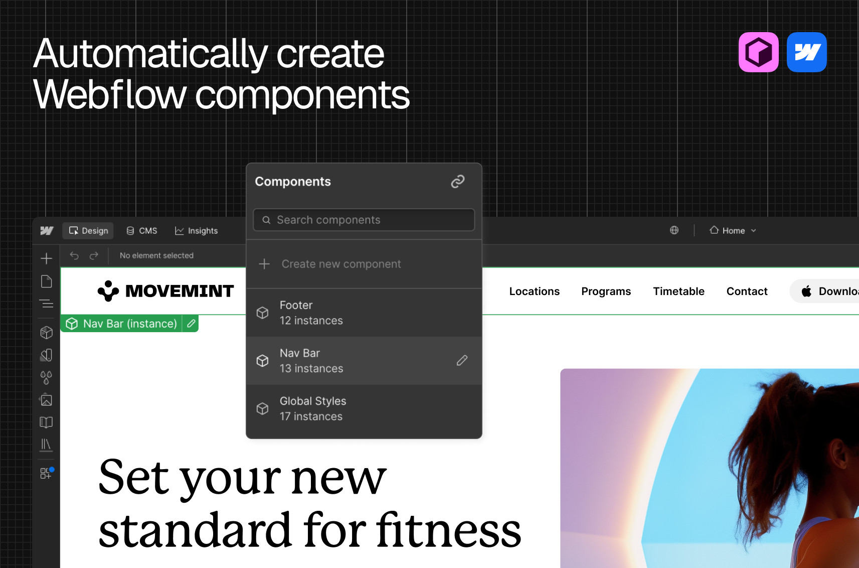 Automatically create Webflow components.