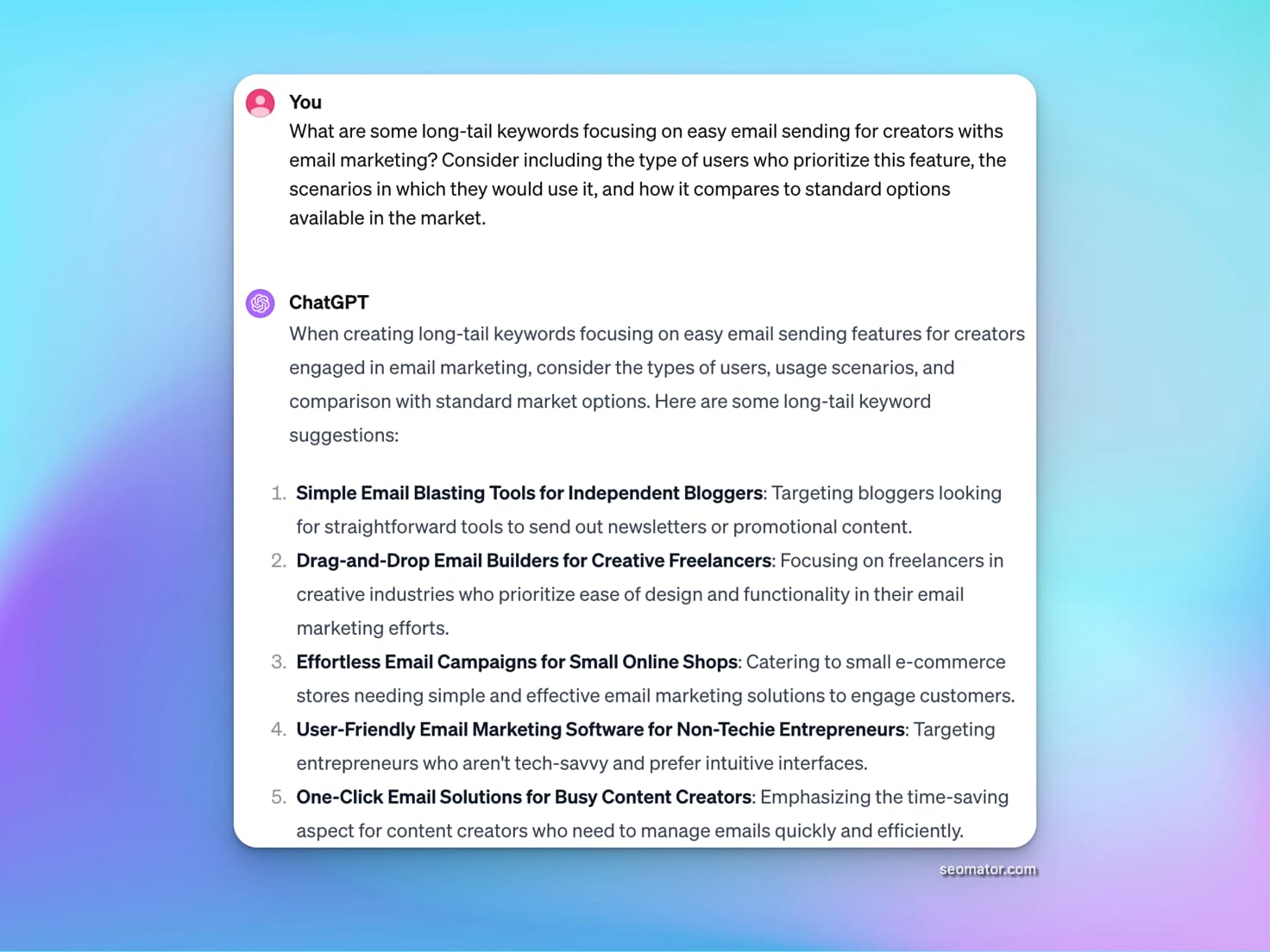 Feature-specific long-tail keyword variations for targeted content