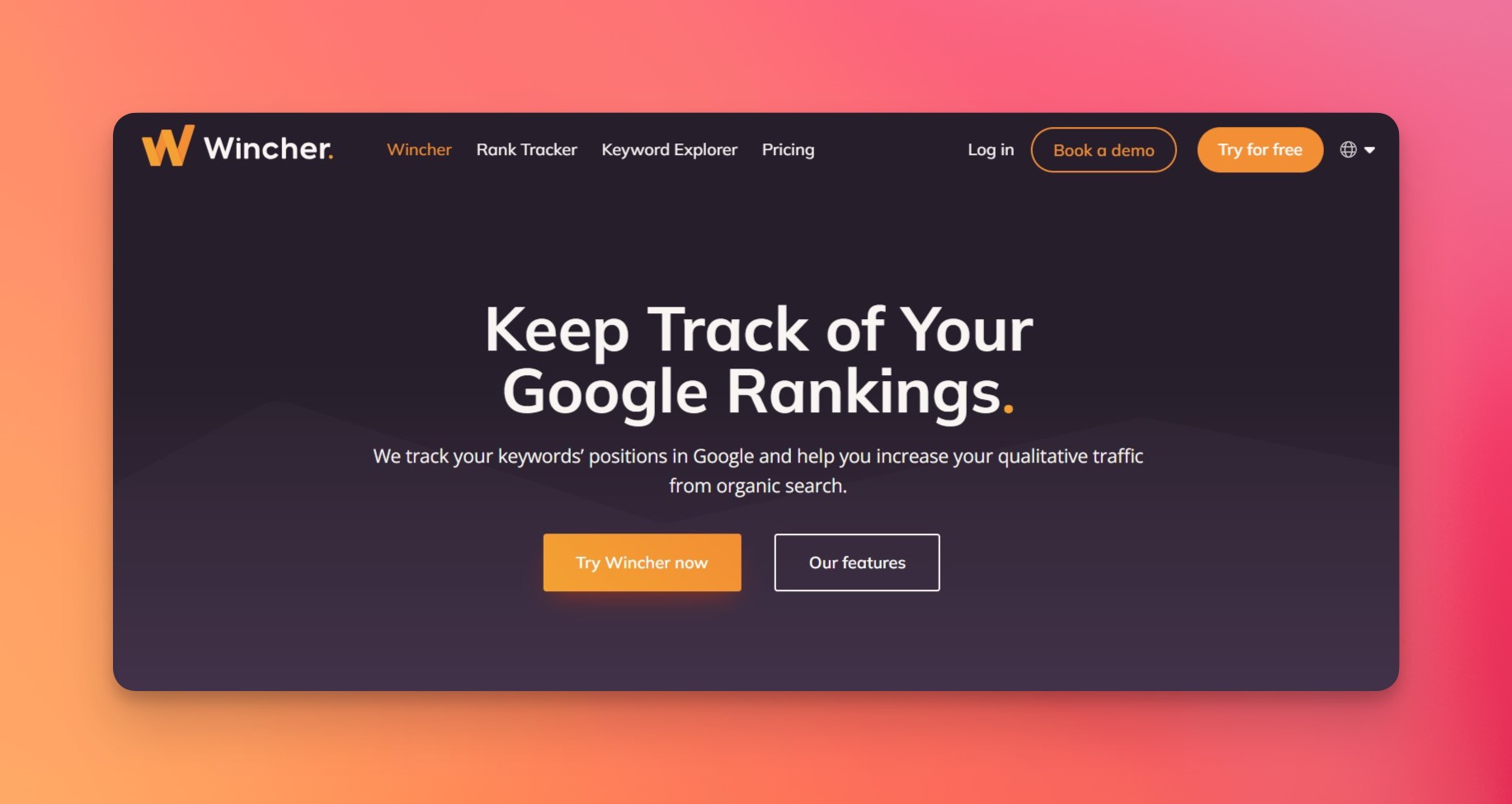 Wincher-Dashboard mit Keyword-Positions-Tracking, Content-Optimierungsvorschlägen und Ranking-Verlaufscharts