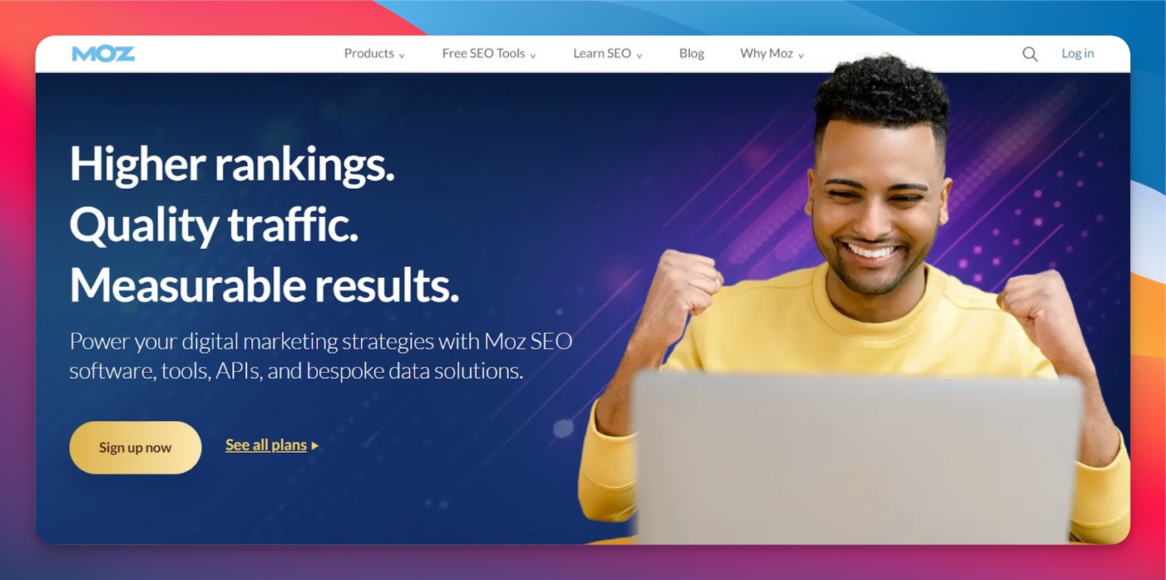Moz Pro-Dashboard zeigt Domain Authority Score, Link-Metriken und Keyword-Ranking-Übersicht