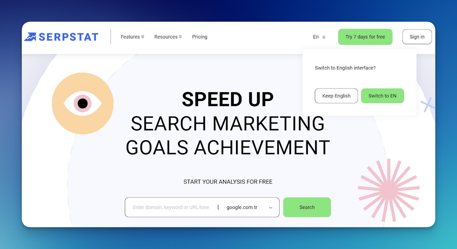 Serpstat SEO-Plattform-Dashboard mit Site-Audit-Ergebnissen und Optimierungsprioritaets-Empfehlungen